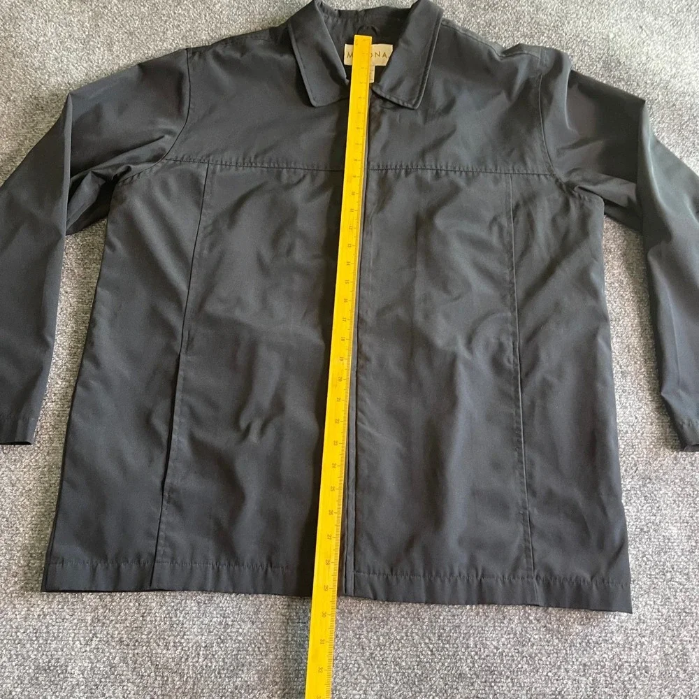 Merona Mens Large Black Full Zip Windbreaker Jacket Lightweight Harrington Coat
